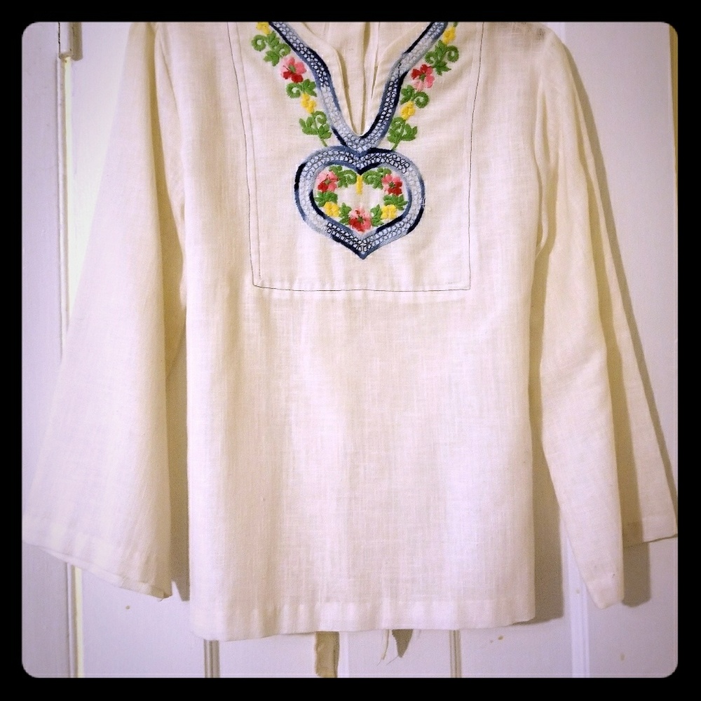 Small boho linen vintage blouse